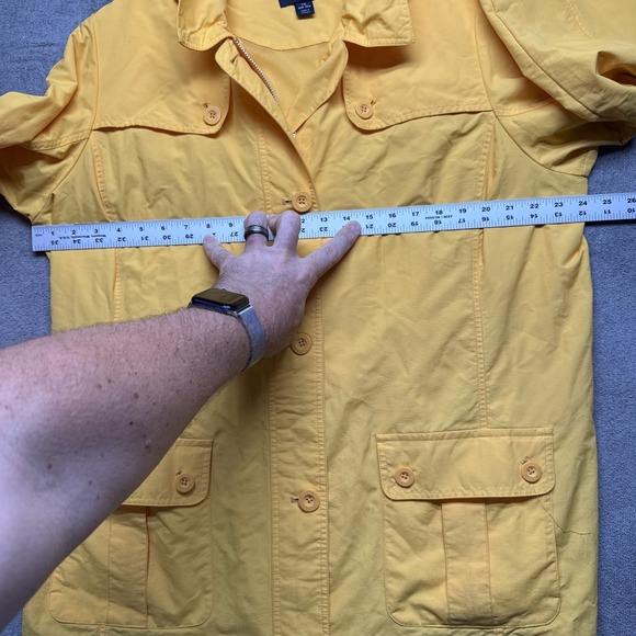 Lands End Youth Hooded Yellow Rain Jacket 1X 16-18 Waterproof Outdoor‎ Coat - Picture 5 of 13